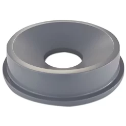 Rubbermaid Commercial Round BRUTE Funnel Top Receptacle, For 32-Gallon Containers, 22.38" Diameter X 5h, Gray