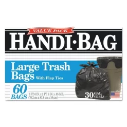 Handi-Bag Super Value Pack, 30 Gal, 0.65 Mil, 30" X 33", Black, 60/Box 3 Handi-Bag Super Value Pack, 30 Gal, 0.65 Mil, 30" X 33", Black, 60/Box -Professional cleaning tool store 6f83531ee991f33506ef2ac3eaeccb142a