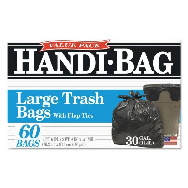 Handi-Bag Super Value Pack, 30 Gal, 0.65 Mil, 30" X 33", Black, 60/Box 2 Handi-Bag Super Value Pack, 30 Gal, 0.65 Mil, 30" X 33", Black, 60/Box - Image 2