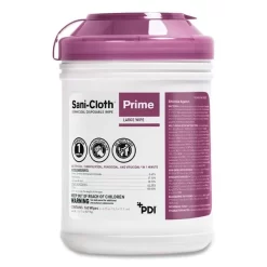 Sani Professional Sani-Cloth Prime Germicidal Disposable Wipes, Large, 1-Ply, 6 X 6.75, Unscented, White, 160/Canister, 12 Canisters/Carton