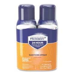 Microban 24-Hour Disinfecting Sanitizing Spray, Citrus Scent, 12.5 Oz Aerosol Spray, 2/Pack