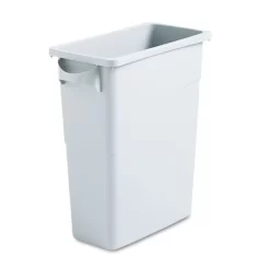 Rubbermaid Commercial Slim Jim Waste Container With Handles, 15.9 Gal, Plastic, Light Gray