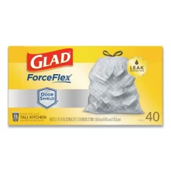 Glad 13-gal ForceFlexPlus Drawstring Bags, White, Large Size, 13 Gallons, 40/Box, 6/Carton 19 Glad 13-gal ForceFlexPlus Drawstring Bags, White, Large Size, 13 Gallons, 40/Box, 6/Carton -Professional cleaning tool store 727528a3204715e2225c1a9c51859b2863