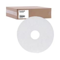 Boardwalk Standard Polishing Floor Pads, 13" Diameter, White, 5/Carton -Professional cleaning tool store 73a7e74ed8761bf520b4145759cf07ad29
