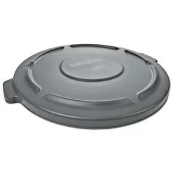 Rubbermaid Commercial BRUTE Self-Draining Flat Top Lids For 55 Gal Round BRUTE Containers, 26.75" Diameter, Gray