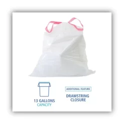 Boardwalk Drawstring Kitchen Bags, 13 Gal, 0.8 Mil, White, 50 Bags/Roll, 2 Rolls/Carton 9 Boardwalk Drawstring Kitchen Bags, 13 Gal, 0.8 Mil, White, 50 Bags/Roll, 2 Rolls/Carton -Professional cleaning tool store 75e801b641b0fa07539e73278765a44bd2