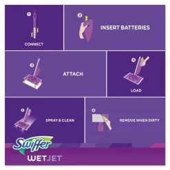 Swiffer WetJet Mop, 11 X 5 White Cloth Head, 46" Purple/Silver Aluminum/Plastic Handle -Professional cleaning tool store 767f13bc430cffc0612b1a302d2754a139