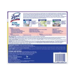 LYSOL Brand Dual Action Disinfecting Wipes, 1-Ply, 7 X 7.5, Citrus, White/Purple, 75/Canister, 6 Canisters/Carton -Professional cleaning tool store 7707586b3b49248cd47bf1981830c8be6e