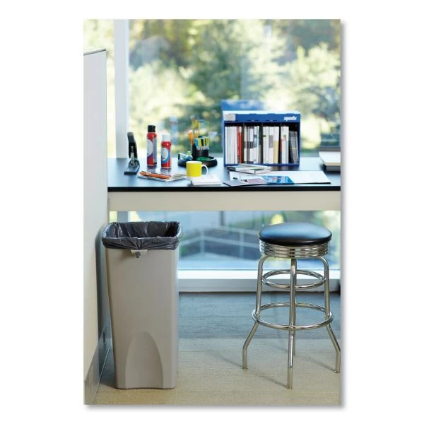 Rubbermaid Commercial Untouchable Square Waste Receptacle, 23 Gal, Plastic, Beige 3 Rubbermaid Commercial Untouchable Square Waste Receptacle, 23 Gal, Plastic, Beige - Image 3