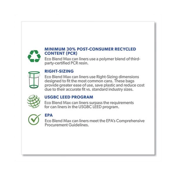 Heritage Eco Blend Max Can Liners, 23 Gal, 0.8 Mil, 28" X 45", Green Tint, 25 Bags/Roll, 10 Rolls/Carton 5 Heritage Eco Blend Max Can Liners, 23 Gal, 0.8 Mil, 28" X 45", Green Tint, 25 Bags/Roll, 10 Rolls/Carton - Image 5