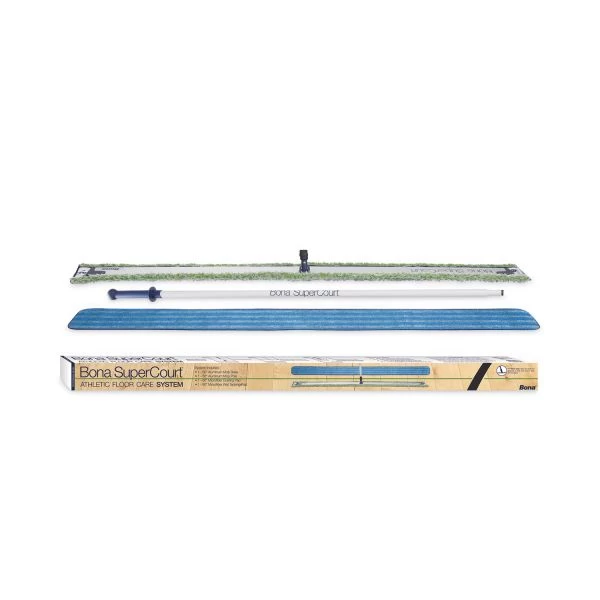 Bona SuperCourt Athletic Floor Care System, 60" Wide Microfiber Head, 66" Silver/Blue Aluminum Handle 1 Bona SuperCourt Athletic Floor Care System, 60" Wide Microfiber Head, 66" Silver/Blue Aluminum Handle