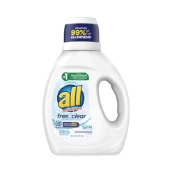 All Ultra Free Clear Liquid Detergent, Unscented, 36 Oz Bottle, 6/Carton