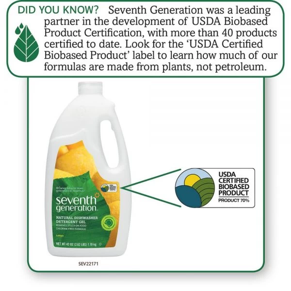 Seventh Generation Natural Automatic Dishwasher Gel, Lemon, 42 Oz Bottle, 6/Carton 3 Seventh Generation Natural Automatic Dishwasher Gel, Lemon, 42 Oz Bottle, 6/Carton - Image 3
