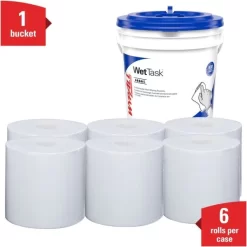 WypAll Critical Clean Wipers For Bleach, Disinfectants, Sanitizers WetTask Customizable Wet Wiping System,90/Roll, 6 Rolls/Bucket/CT -Professional cleaning tool store 7d10b4819670685fb6aa98dcc76da2dc08 1