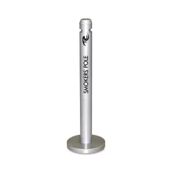 Rubbermaid Commercial Smoker's Pole, Round, Steel, 0.9 Gal, 4 Dia X 41h, Silver