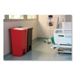 Rubbermaid Commercial Indoor Utility Step-On Waste Container, 18 Gal, Plastic, Red -Professional cleaning tool store 7fbfddb11e23837f90c6a598f626b9ea01