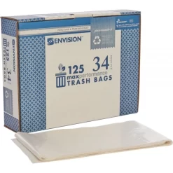 Skilcraft Heavy Duty 34 Gallon Trash Bags, Clear, Low-Density, 1.25 Mil, 32" X 44", 125/Box -Professional cleaning tool store 7ffd906e1eb238652bbbdcf54fbf73928a