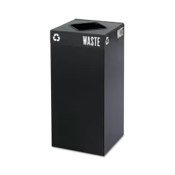 Safco Public Square Trash Container, Square, Steel, 31gal, Black