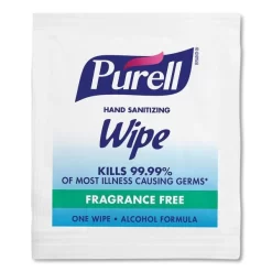 PURELL Premoistened Sanitizing Hand Wipes, Individually Wrapped, 5 X 7, Unscented, White, 1,000/Carton