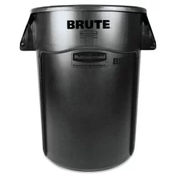 Rubbermaid Commercial Vented Round Brute Container, 44 Gal, Plastic, Black