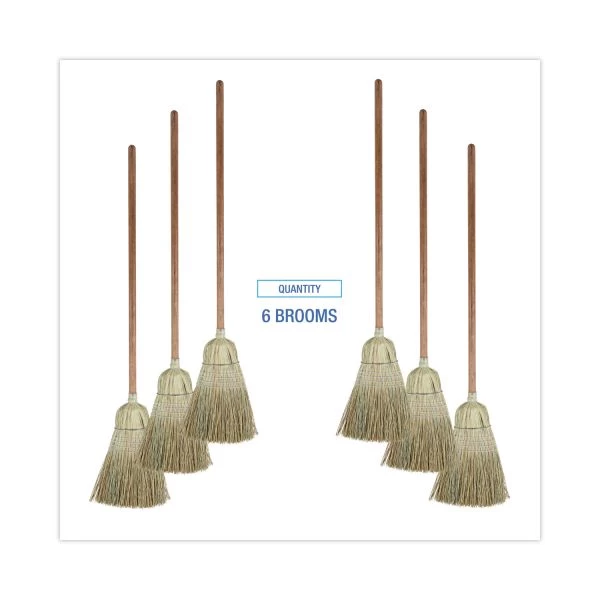 Boardwalk Corn/Fiber Brooms, Corn/Synthetic Fiber Bristles, 60" Overall Length, Gray/Natural, 6/Carton 6 Boardwalk Corn/Fiber Brooms, Corn/Synthetic Fiber Bristles, 60" Overall Length, Gray/Natural, 6/Carton - Image 6