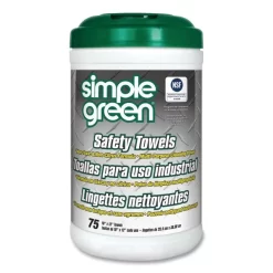 Simple Green Safety Towels, 1-Ply, 10 X 11.75, White, Unscented, 75/Canister, 6 Canisters/Carton