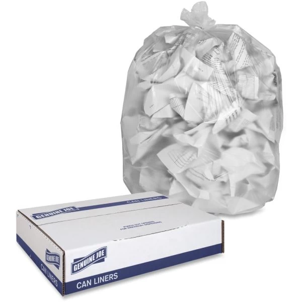 Genuine Joe 60 Gallon Trash Bags, Clear, High-Density, 17 Micron Thickness, 200/Carton 6 Genuine Joe 60 Gallon Trash Bags, Clear, High-Density, 17 Micron Thickness, 200/Carton - Image 6