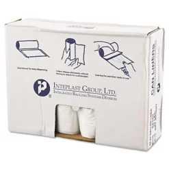 Inteplast Group High-Density Commercial Can Liners Value Pack, 45 Gal, 11 Microns, 40" X 46", Clear, 25 Bags/Roll, 10 Rolls/Carton
