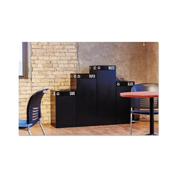 Safco Public Square Recycling Receptacles, Paper Recycling, 42 Gal, Steel, Black 7 Safco Public Square Recycling Receptacles, Paper Recycling, 42 Gal, Steel, Black - Image 7