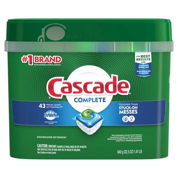 Cascade ActionPacs, Fresh Scent, 22.5 Oz Tub, 43/Tub 1 Cascade ActionPacs, Fresh Scent, 22.5 Oz Tub, 43/Tub