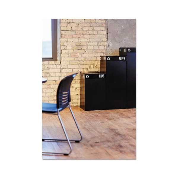 Safco Public Square Recycling Receptacles, Paper Recycling, 42 Gal, Steel, Black 2 Safco Public Square Recycling Receptacles, Paper Recycling, 42 Gal, Steel, Black - Image 2