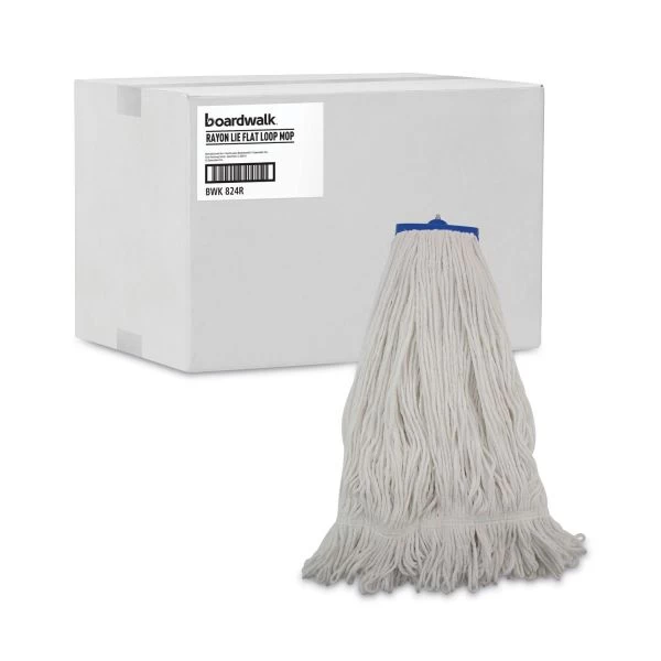 Boardwalk Mop Head, Lie-Flat Head, Rayon Fiber, 24oz, White, 12/Carton 2 Boardwalk Mop Head, Lie-Flat Head, Rayon Fiber, 24oz, White, 12/Carton - Image 2