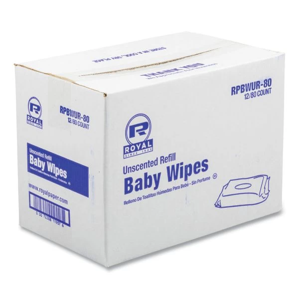AmerCareRoyal Baby Wipes Refill Pack, 8 X 7, Unscented, White, 80/Pack, 12 Packs/Carton 3 AmerCareRoyal Baby Wipes Refill Pack, 8 X 7, Unscented, White, 80/Pack, 12 Packs/Carton - Image 3