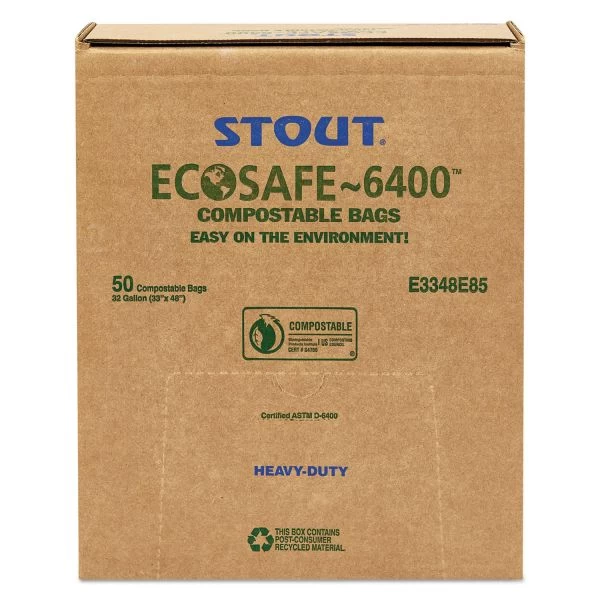 Stout By Envision EcoSafe-6400 Bags, 32 Gal, 0.85 Mil, 33" X 48", Green, 50/Box 10 Stout By Envision EcoSafe-6400 Bags, 32 Gal, 0.85 Mil, 33" X 48", Green, 50/Box - Image 10