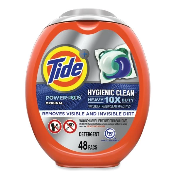 Tide Hygienic Clean Heavy 10x Duty Power Pods, Original Scent, 81 Oz Tub, 48 Pods/Tub, 4 Tubs/Carton 1 Tide Hygienic Clean Heavy 10x Duty Power Pods, Original Scent, 81 Oz Tub, 48 Pods/Tub, 4 Tubs/Carton