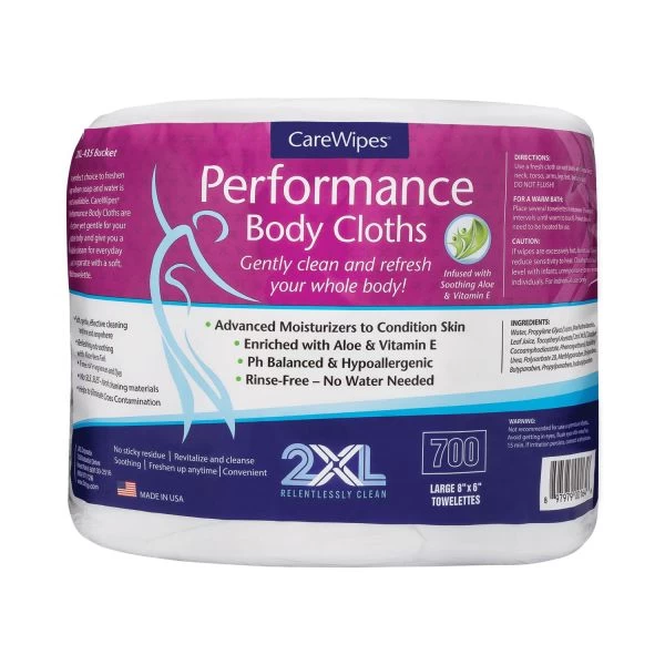 2XL Performance Body Cloths, 1-Ply, 6 X 8, Unscented, White, 700/Pack, 2 Packs/Carton 1 2XL Performance Body Cloths, 1-Ply, 6 X 8, Unscented, White, 700/Pack, 2 Packs/Carton