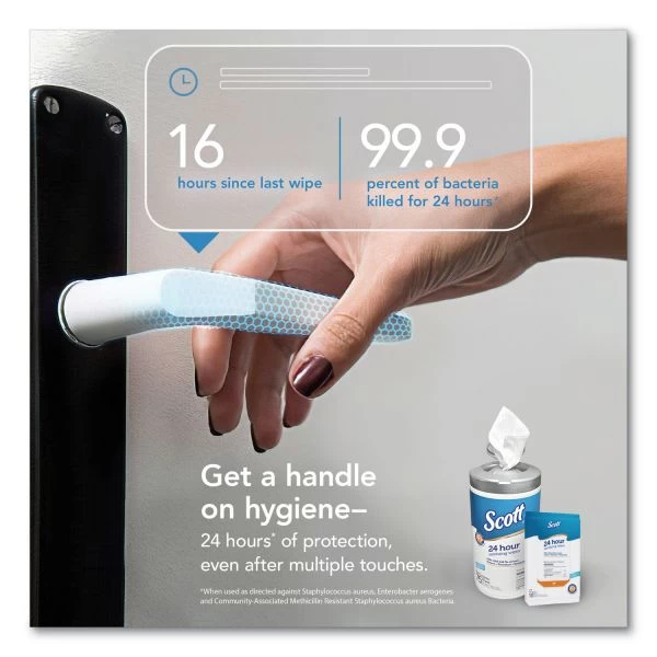Scott 24-Hour Sanitizing Wipes, 1-Ply, 4.5 X 8.25, Fresh, White, 75/Canister, 6 Canisters/Carton 6 Scott 24-Hour Sanitizing Wipes, 1-Ply, 4.5 X 8.25, Fresh, White, 75/Canister, 6 Canisters/Carton - Image 6