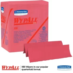WypAll* X80 Cloths, 1/4 Fold, HYDROKNIT, 12 1/2 X 13, Red, 50/Box, 4 Boxes/Carton -Professional cleaning tool store 93715239ac33fd6de9b8dcace2791422a1