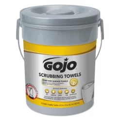 GOJO Scrubbing Towels, Hand Cleaning, 2-Ply, 10.5 X 12, Silver/Yellow, 72/Bucket, 6/Carton