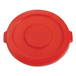 Rubbermaid Commercial BRUTE Self-Draining Flat Top Lids For 32 Gal Round BRUTE Containers, 22.25" Diameter, Red