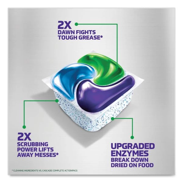 Cascade Platinum Plus ActionPacs Dishwasher Detergent Pods, Fresh Scent, 20.7 Oz Tub, 38/Tub, 6/Carton 5 Cascade Platinum Plus ActionPacs Dishwasher Detergent Pods, Fresh Scent, 20.7 Oz Tub, 38/Tub, 6/Carton - Image 5