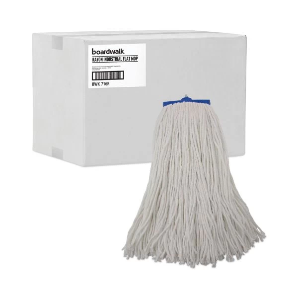 Boardwalk Cut-End Lie-Flat Wet Mop Head, Rayon, 16oz, White, 12/Carton 2 Boardwalk Cut-End Lie-Flat Wet Mop Head, Rayon, 16oz, White, 12/Carton - Image 2