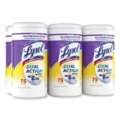 LYSOL Brand Dual Action Disinfecting Wipes, 1-Ply, 7 X 7.5, Citrus, White/Purple, 75/Canister, 6 Canisters/Carton -Professional cleaning tool store 9b4a8441e1ba2f7ed45ff823ec7f532d73