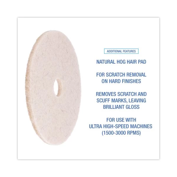 Boardwalk Natural Hair Extra High-Speed Floor Pads, Natural, 20" Diameter, 5/Carton 6 Boardwalk Natural Hair Extra High-Speed Floor Pads, Natural, 20" Diameter, 5/Carton - Image 6