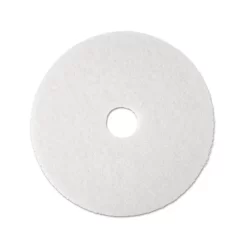 3M Low-Speed Super Polishing Floor Pads 4100, 13" Diameter, White, 5/Carton