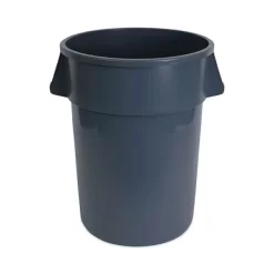 Boardwalk Round Waste Receptacle, 44 Gal, Plastic, Gray