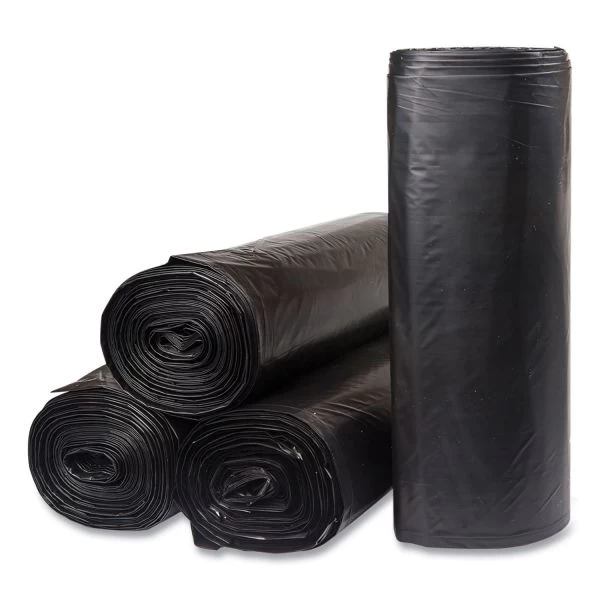 Inteplast Group Low-Density Commercial Can Liners, 60 Gal, 1.2 Mil, 38" X 58", Black, 10 Bags/Roll, 10 Rolls/Carton 1 Inteplast Group Low-Density Commercial Can Liners, 60 Gal, 1.2 Mil, 38" X 58", Black, 10 Bags/Roll, 10 Rolls/Carton