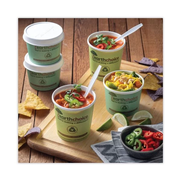 Pactiv Evergreen EarthChoice Soup Cup, Medium, 12 Oz, 3.63" Diameter X 3.63"h, Teal, Paper, 500/Carton 5 Pactiv Evergreen EarthChoice Soup Cup, Medium, 12 Oz, 3.63" Diameter X 3.63"h, Teal, Paper, 500/Carton - Image 5