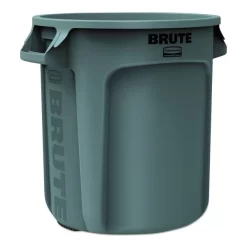 Rubbermaid Commercial Vented Round Brute Container, 10 Gal, Plastic, Gray