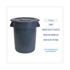 Boardwalk Round Waste Receptacle, 44 Gal, Plastic, Gray 9 Boardwalk Round Waste Receptacle, 44 Gal, Plastic, Gray -Professional cleaning tool store a38c7527589c6349d7d492fd49c1a592b5